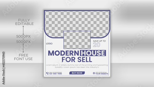 Real estate social media post or house property sale banner square story post marketing web banner template
