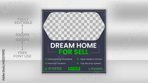 Real estate social media post web banner template design