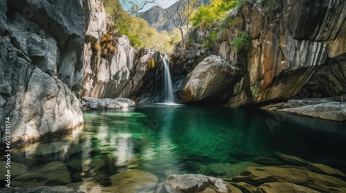 Water falling from mountains beautiful natural photo