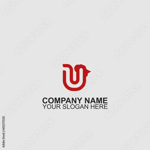 Letter U rooster logo icon design vector template.