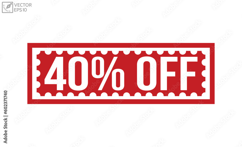 40% Off Red Rubber Stamp vector design. 40% Off Red Rubber Stamp vector design.