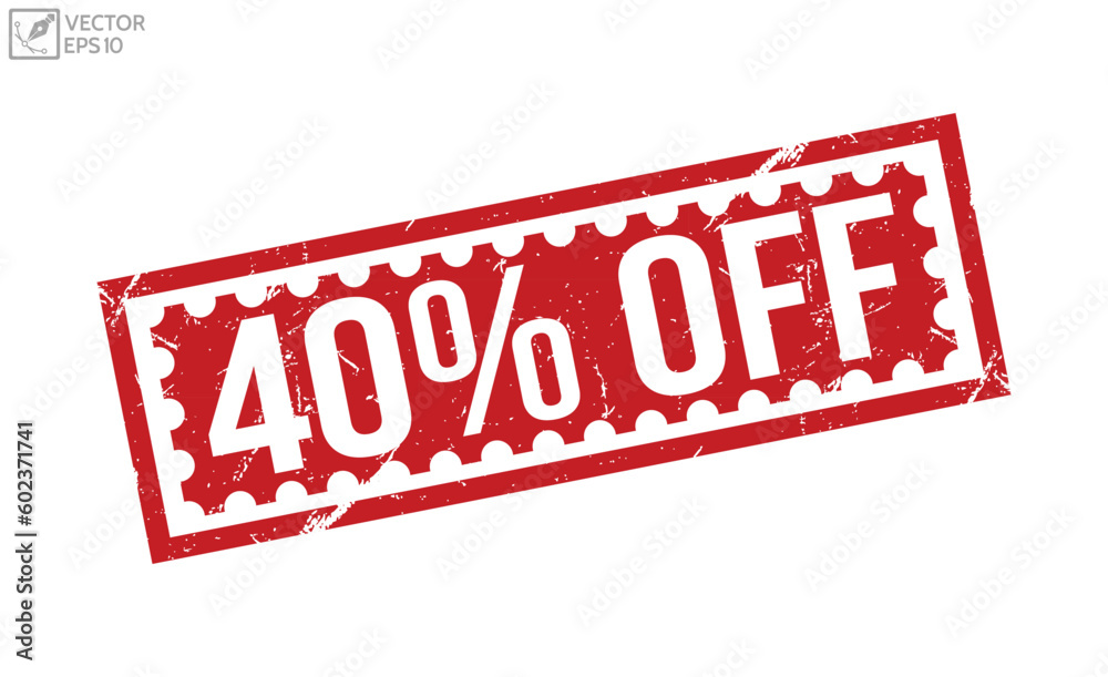 40% Off Red Rubber grunge Stamp vector design. 40% Off Red Rubber grunge Stamp vector design.