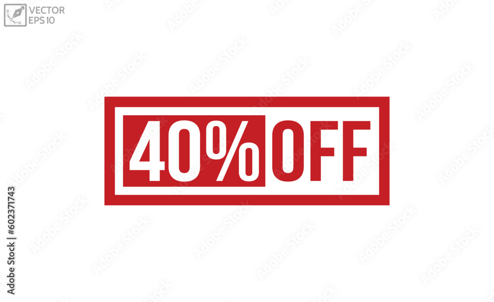 40% Off Red Rubber Stamp vector design. 40% Off Red Rubber Stamp vector design.