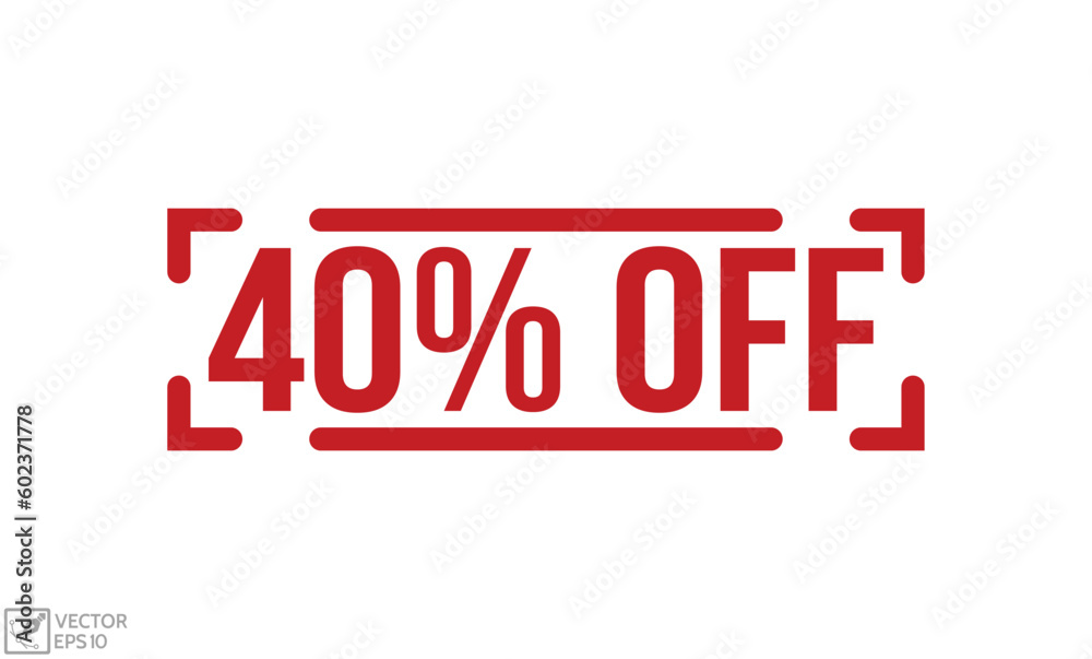 40% Off Red Rubber Stamp vector design. 40% Off Red Rubber Stamp vector design.