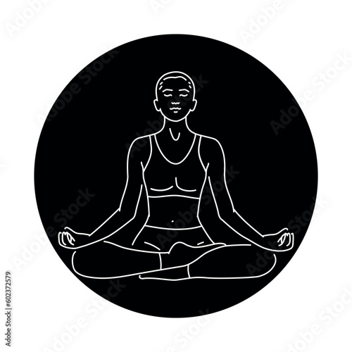 Padmasana color line illustration. Pictogram for web page