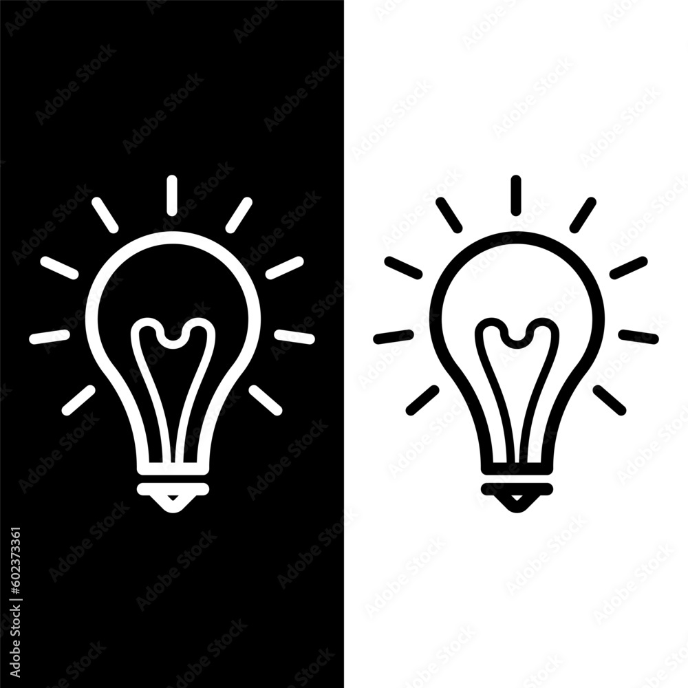 black and white bulb lamp icon black and white bulb lamp icon