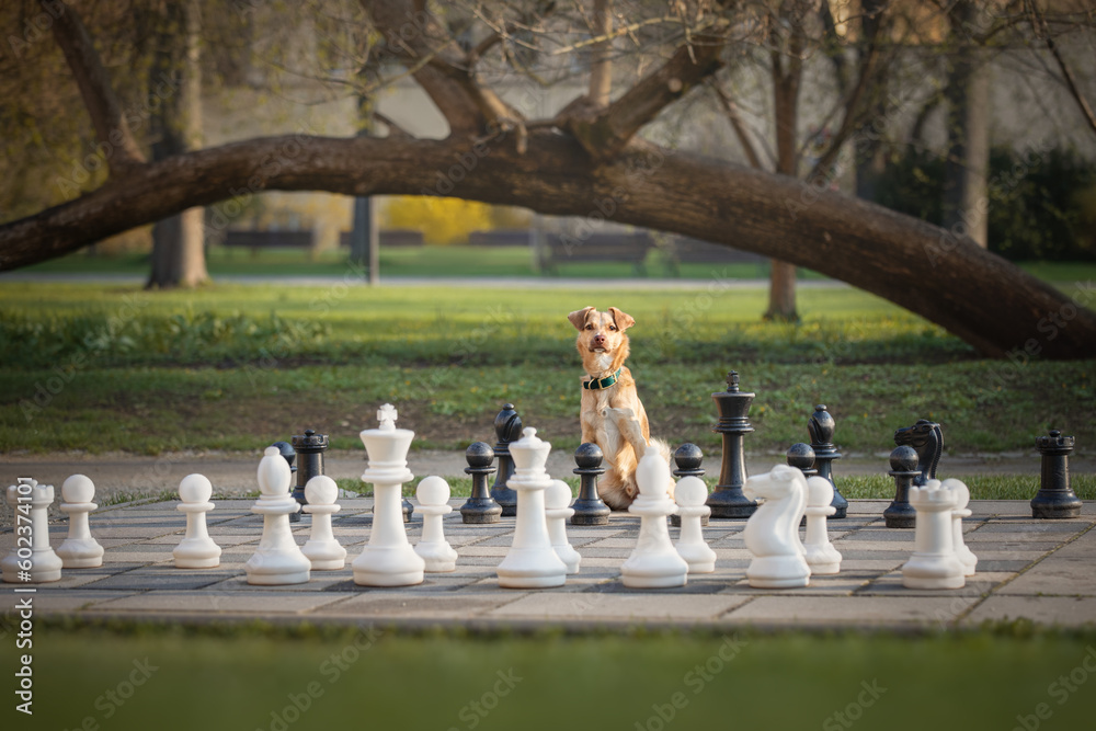 Little red dog and big chess