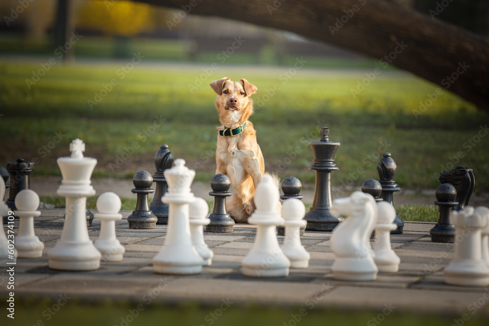 Little red dog and big chess