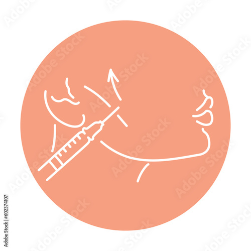 Fine cheekbone correction color line illustration. Hyaluronic injection.
