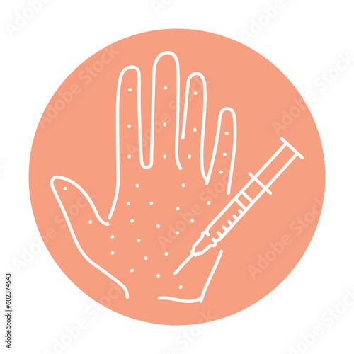 Treatment of hyperhidrosis palm color line illustration