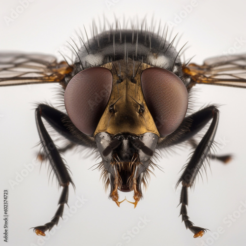Tachinid_fly, white background, macro, top view