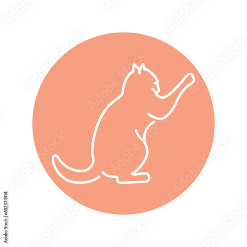 Evil cat fights color line icon. Pictogram for web page