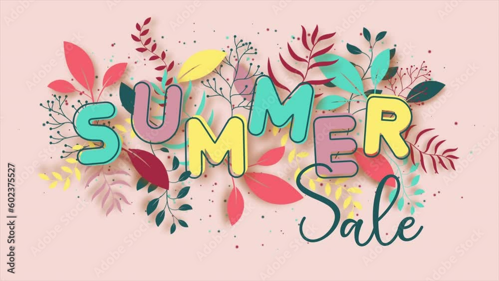 Summer Sale, animation 4K with title and flowers Summer Sale, animation 4K with title and flowers