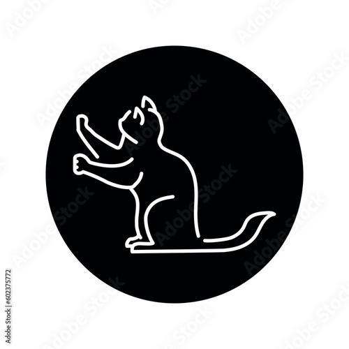 Sitting cat sharpens its claws color line icon. Pictogram for web page