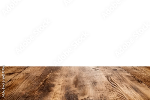 Wooden table top isolated on white background. For product display.