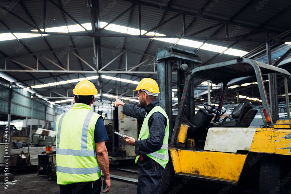 Engineer are working in the factory. Mechanical technicians are maintaining the engine. Worker with a forklift in a warehouse. Engineer are working in the factory. Mechanical technicians are maintaining the engine. Worker with a forklift in a warehouse.