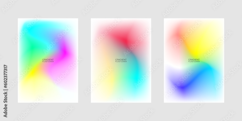 set of gradient fluid poster templates