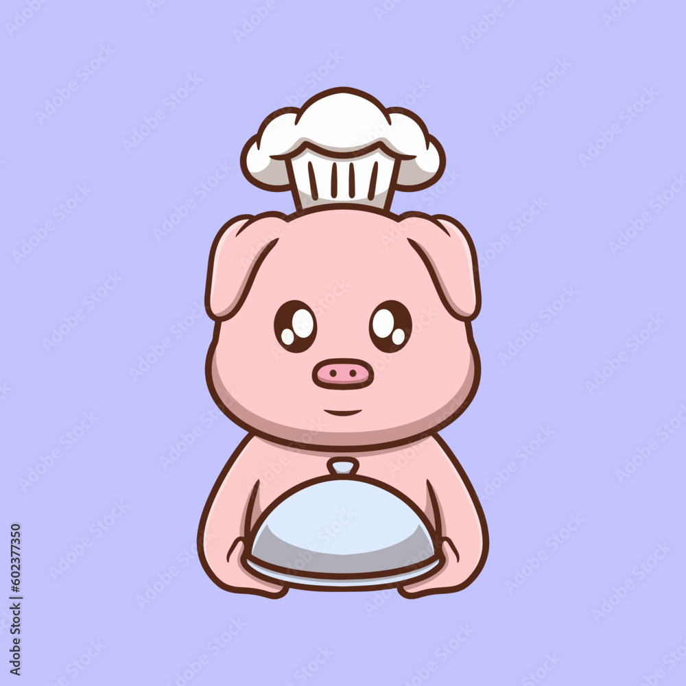 Cute Chef Pig Cartoon Vector Icon Illustration. Animal Nature Icon Concept Isolated Premium Vector. Flat Cartoon Style Cute Chef Pig Cartoon Vector Icon Illustration. Animal Nature Icon Concept Isolated Premium Vector. Flat Cartoon Style