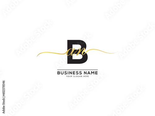 Initials Signature Ban Logo Letter, Minimalist Ban abn Luxury Golden Logo Letter For You photo