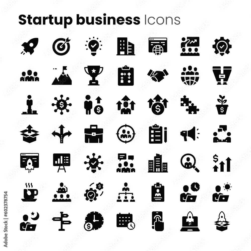 Startup business vector icon set Startup business vector icon set