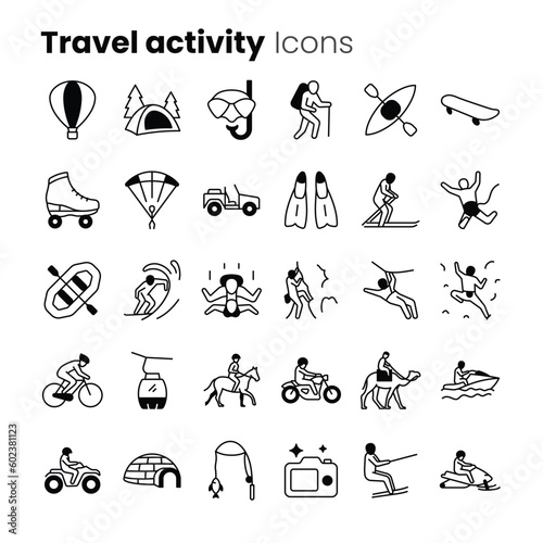 Travel activity vector icon set