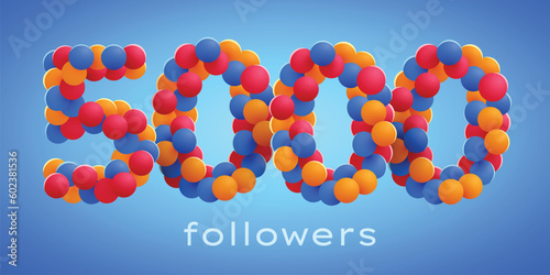 5k or 5000 followers thank you with colorful balloons. Social Network friends, followers, Celebrate of subscribers or followers and likes.