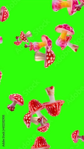 Candy Mushrooms. Mushrooms made of candy fall down the screen. 