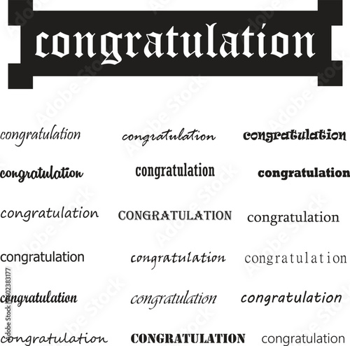 congratulation different fonts , vectors resizable to any size