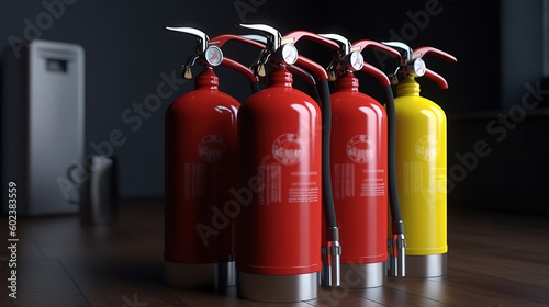 Fire extinguisher on transparent background. Generative ai