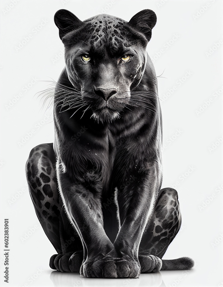 Panther isolated in white background, generative ai