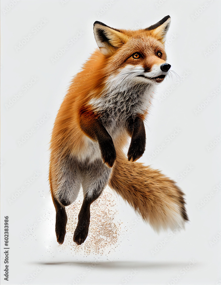 Obraz premium Fox isolated in white background, Generative Ai