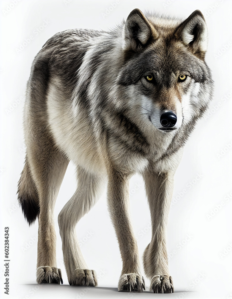 Wolf isolated in white background, Generative Ai Wolf isolated in white background, Generative Ai