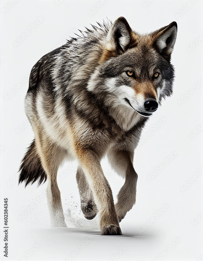 Obraz premium Wolf isolated in white background, Generative Ai