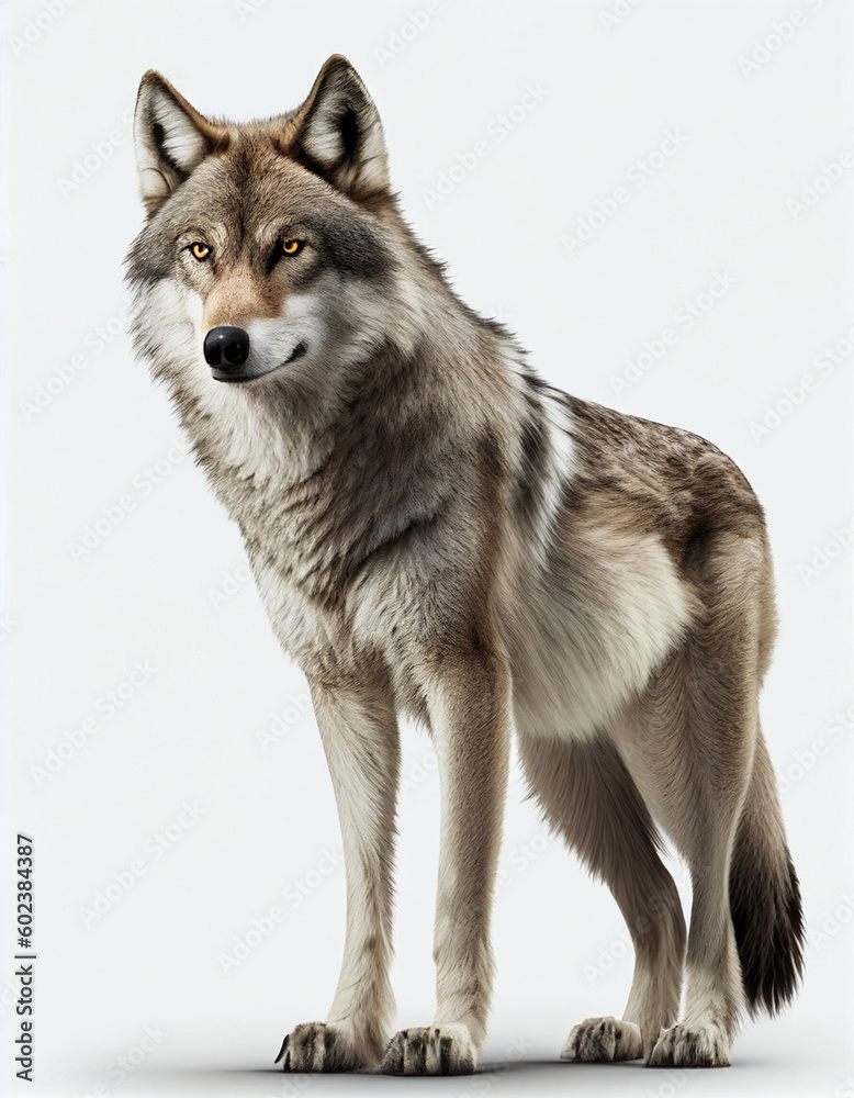 Wolf isolated in white background, Generative Ai Wolf isolated in white background, Generative Ai