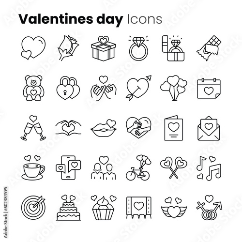 Valentine days vector icon set