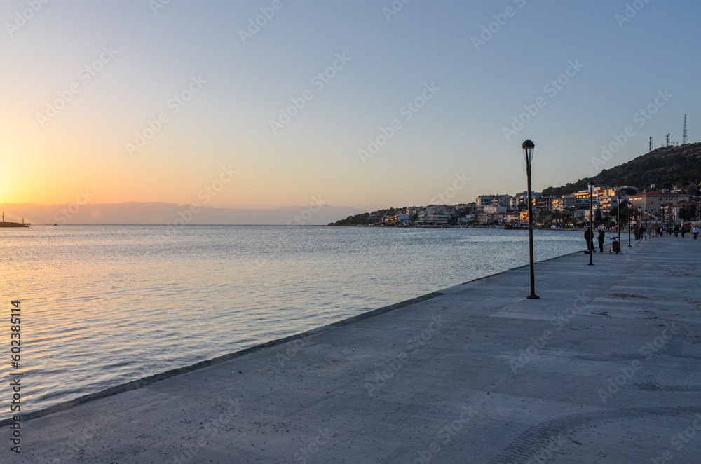 esplanade along Cesme Harbor (Izmir province, Turkiye) 