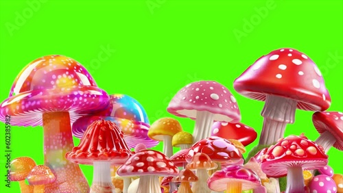 Candy Mushrooms Forest. vibrant and whimsical scene of candy mushrooms bobbing up & down.