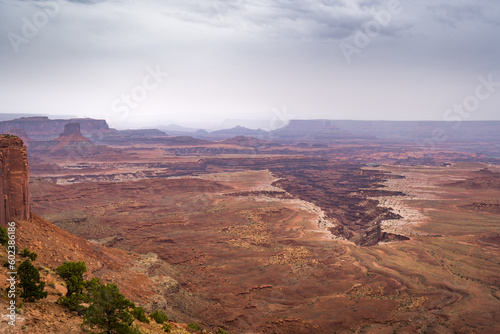 Green River Overlook in the canyon lands national park on a cloudy day