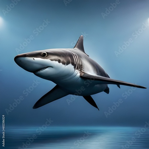 Grey Shark living in the blue water sea oean isolated