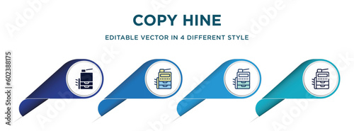 copy hine icon in 4 different styles such as filled, color, glyph, colorful, lineal color. set of   vector for web, mobile, ui