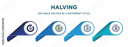 halving icon in 4 different styles such as filled, color, glyph, colorful, lineal color. set of   vector for web, mobile, ui