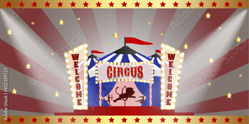 Fairytale circus in the dark. Circus invitation