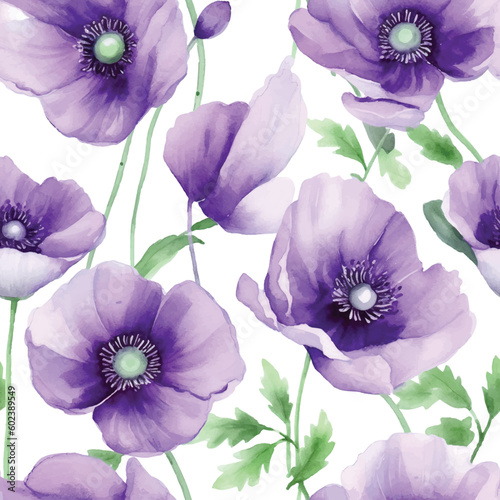 Seamless pattern with Himalayan Poppy flower. Seamless stylized watercolor floral pattern.
Tiled and tillable, Wallpaper, wrapping paper design, textile, scrapbooking, digital paper. illustration