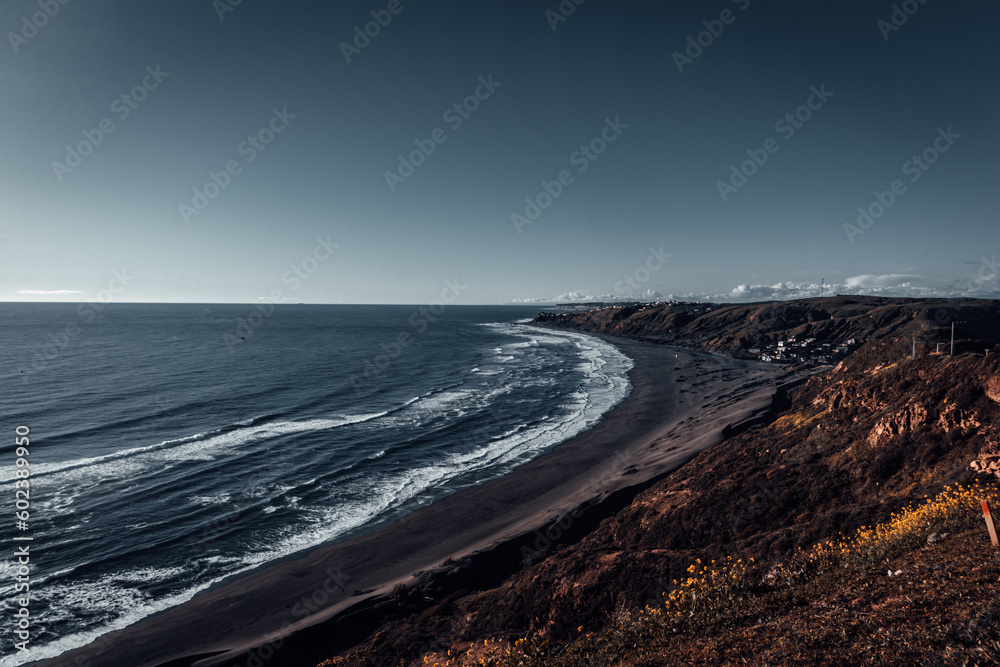 Fototapeta premium A winter sunset on the beach