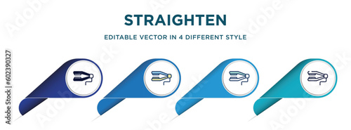straighten icon in 4 different styles such as filled, color, glyph, colorful, lineal color. set of   vector for web, mobile, ui