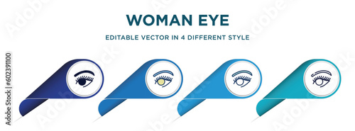 woman eye icon in 4 different styles such as filled, color, glyph, colorful, lineal color. set of   vector for web, mobile, ui