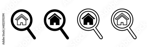 Search for Homes icon. real estate and home, search home sign vector graphics, a linear pattern on a white background. Vector illustration.