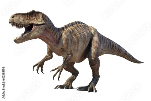 Tyrannosaurus rex isolated on white background, the popular predator dinosaur in Cretaceous period era ,with Generative AI.