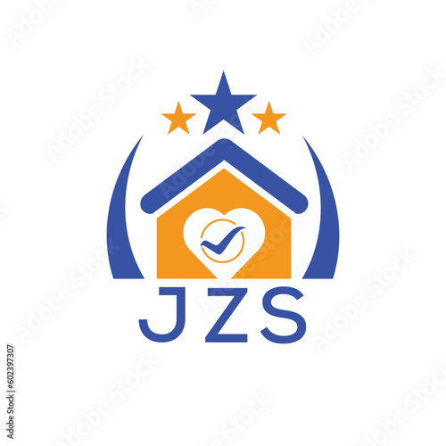 KZS House logo Letter logo and star icon. Blue vector image on white background. KJG house Monogram home logo picture design and best business icon. 
 photo