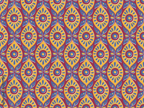 CONTEMPORARY SEAMLESS DAMASK PATTERN FOR ORNAMENT, WALLPAPER, PACKAGING IN VACTOR